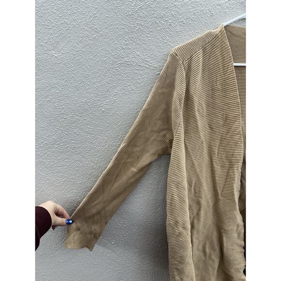 New York and Company Womens Cardigan Size XL Brown Long Sleeve Open Front Ribbed - Picture 2 of 11